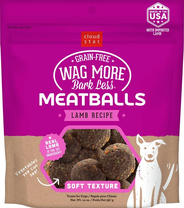 Wag More Bark Less Meatballs Grain-free Lamb Recipe Dog Treats 14-oz